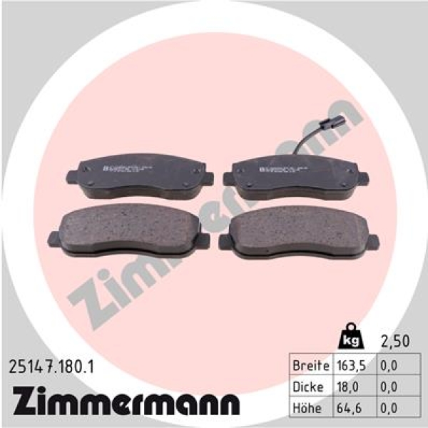 Zimmermann Brake pads for RENAULT MASTER III Pritsche/Fahrgestell (EV, HV, UV) front