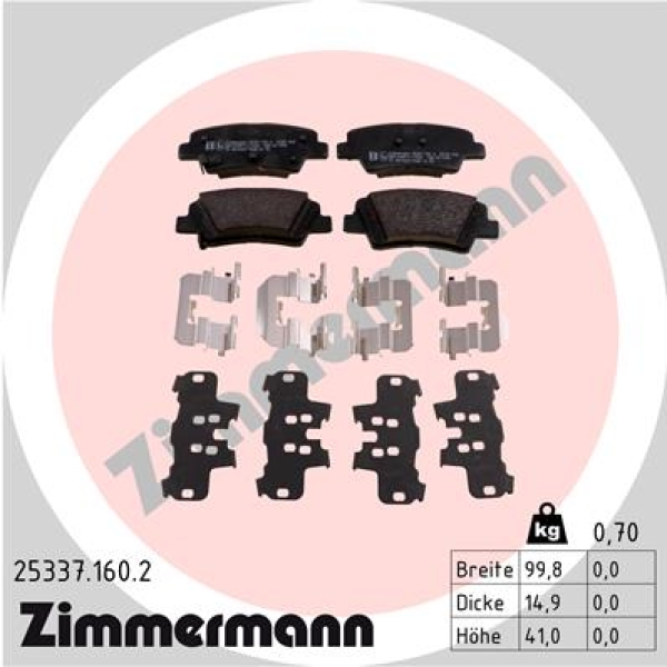 Zimmermann Brake pads for HYUNDAI IONIQ (AE) rear