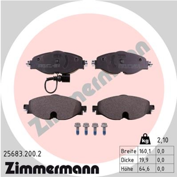 Zimmermann Brake pads for VW GOLF VII (5G1, BQ1, BE1, BE2) front