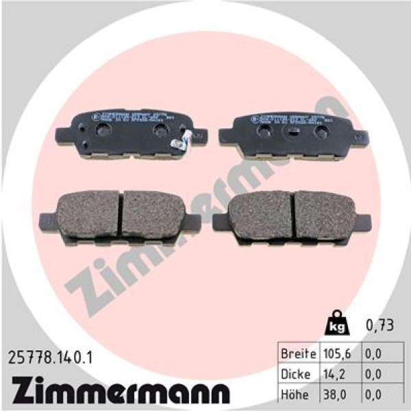 Zimmermann Brake pads for NISSAN TEANA II (J32) rear