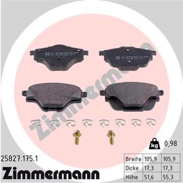 Zimmermann Brake pads for CITROËN GRAND C4 SPACETOURER (3A_, 3E_) rear