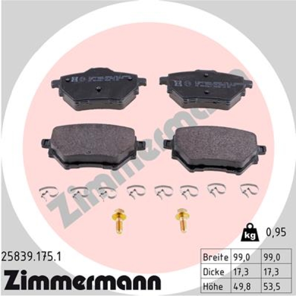 Zimmermann Brake pads for OPEL COMBO Großraumlimousine (X19) rear