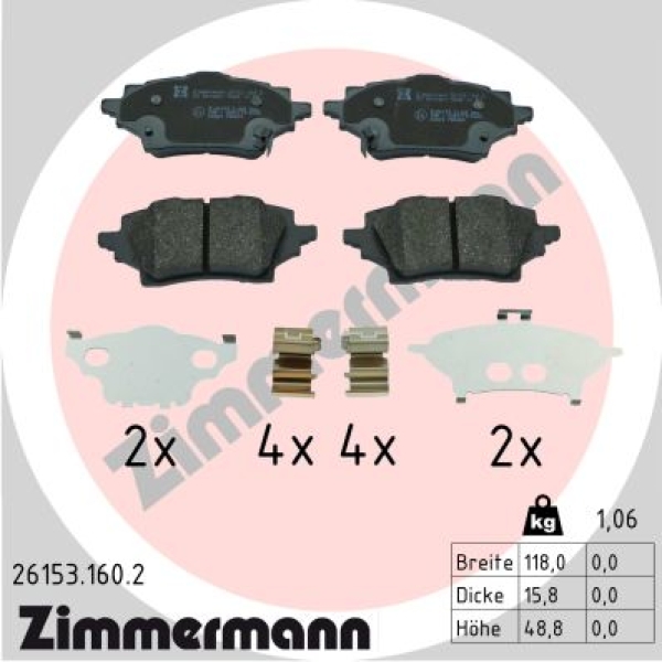 Zimmermann Brake pads for TOYOTA YARIS (_P21_, _PA1_, _PH1_) rear