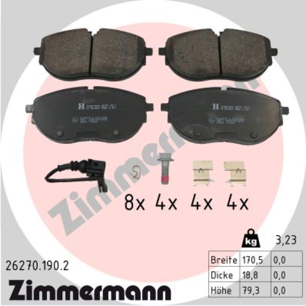 Zimmermann Bremsbeläge für VW TRANSPORTER T6 / CARAVELLE T6 Bus (SGB, SGJ, SHB, SHJ) vorne