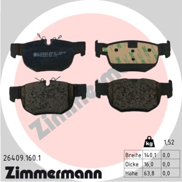 Zimmermann Brake pads for LAND ROVER RANGE ROVER VELAR (L560) rear