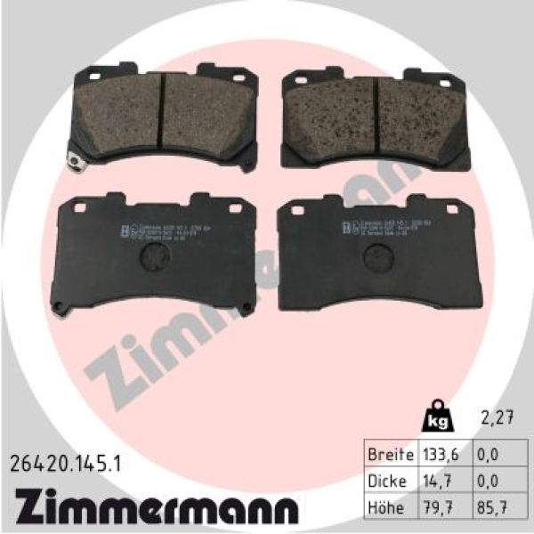 Zimmermann Brake pads for TOYOTA YARIS (_P21_, _PA1_, _PH1_) front