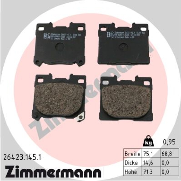 Zimmermann Bremsbeläge für TOYOTA YARIS (_P21_, _PA1_, _PH1_) hinten