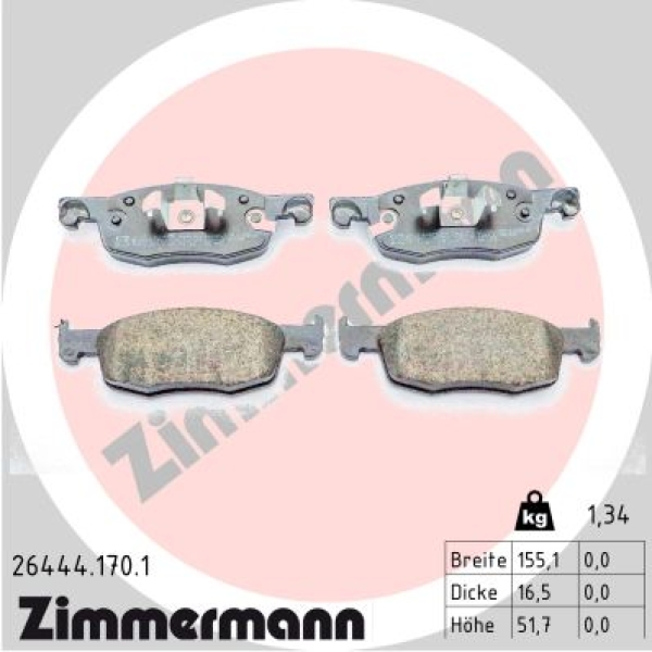 Zimmermann Brake pads for TOYOTA YARIS (_P21_, _PA1_, _PH1_) front