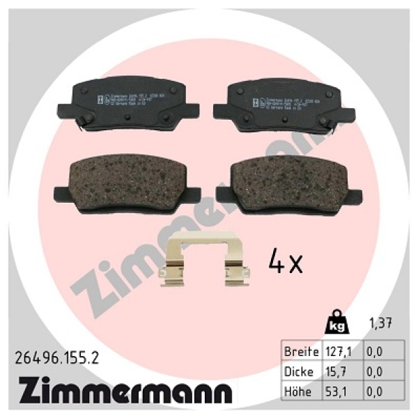 Zimmermann Bremsbeläge für TESLA MODEL S (5YJS) hinten