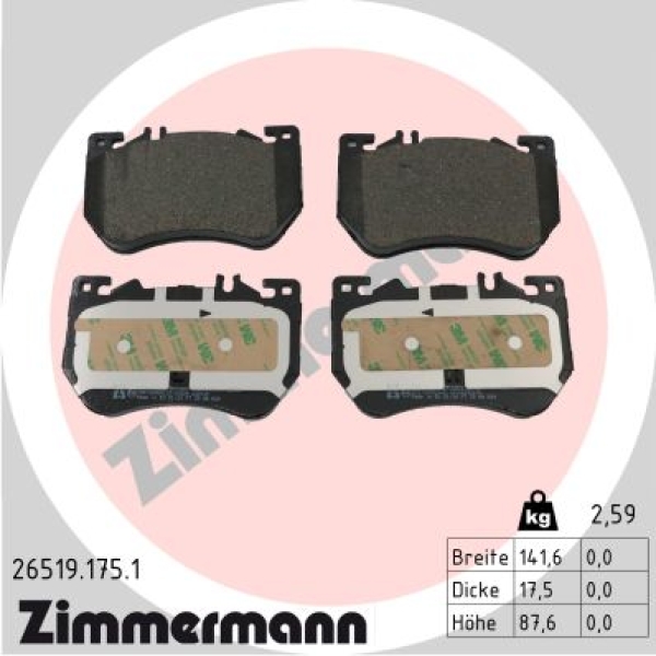 Zimmermann Bremsbeläge für MERCEDES-BENZ C-KLASSE All-Terrain (S206) vorne