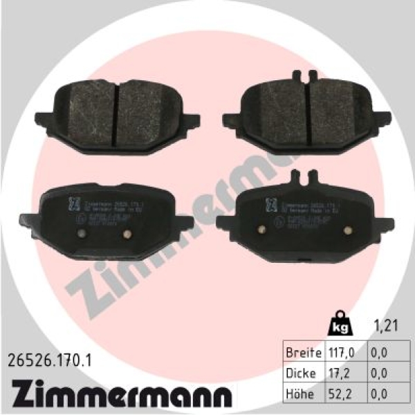 Zimmermann Bremsbeläge für MERCEDES-BENZ C-KLASSE (W206) hinten