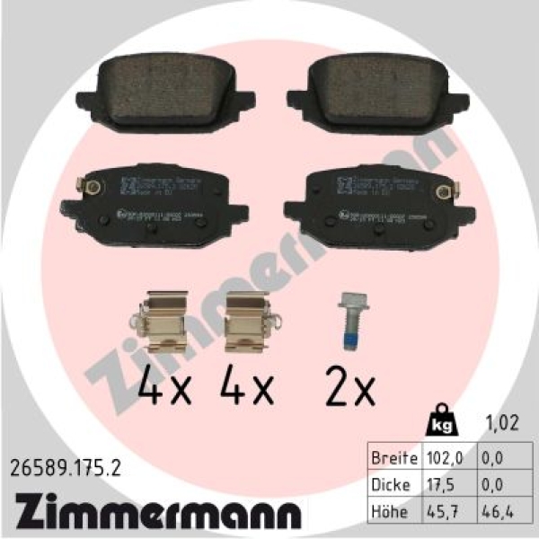 Zimmermann Bremsbeläge für NISSAN QASHQAI III (J12) hinten