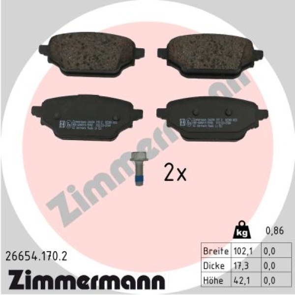 Zimmermann Brake pads for RENAULT KANGOO III Großraumlimousine rear