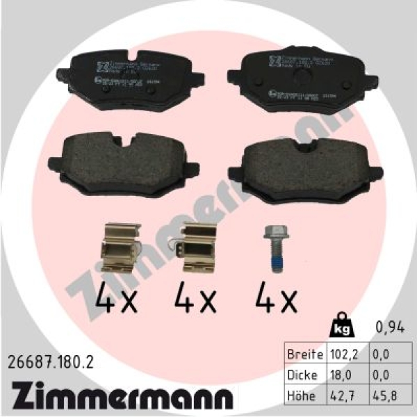 Zimmermann Bremsbeläge für BMW X1 (U11) hinten