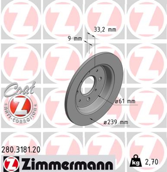 Zimmermann Brake Disc for HONDA JAZZ IV (GK_) rear