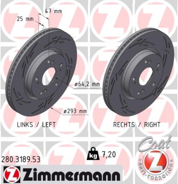 Zimmermann Sport Brake Disc for HONDA CIVIC IX Stufenheck (FB) front