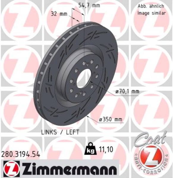 Zimmermann Sportbremsscheibe Black Z für HONDA CIVIC IX (FK) vorne links