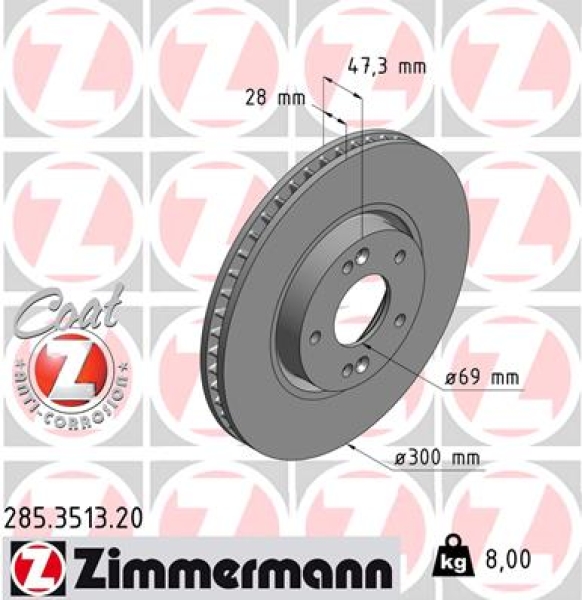 Zimmermann Brake Disc for HYUNDAI VELOSTER (FS) front