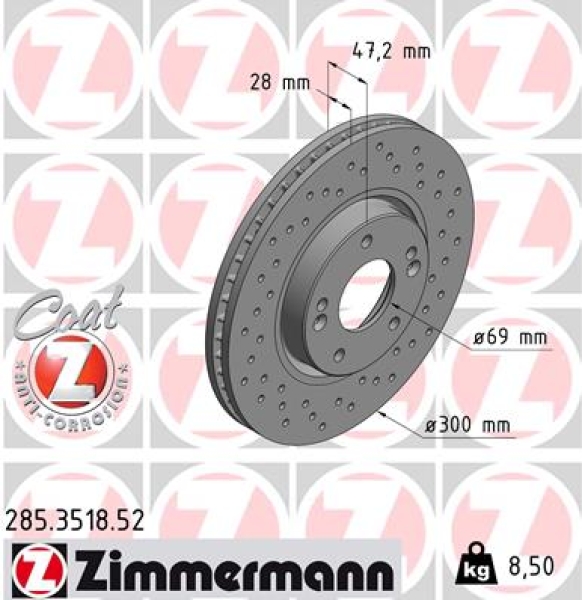 Zimmermann Sport Brake Disc for HYUNDAI i40 CW (VF) front