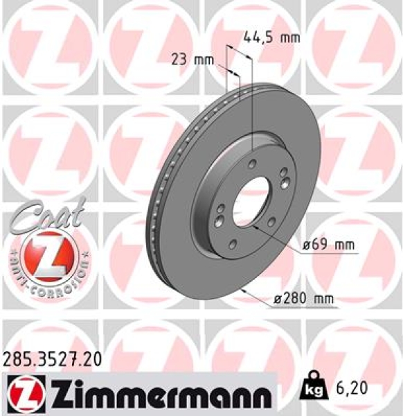 Zimmermann Brake Disc for HYUNDAI VELOSTER (FS) front