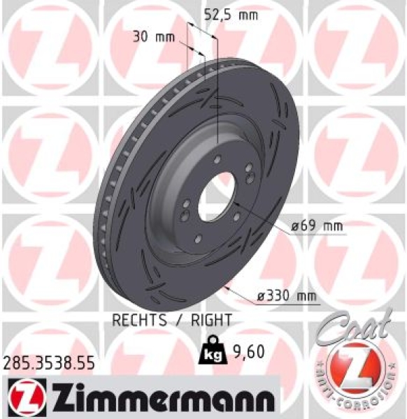 Zimmermann Sportbremsscheibe Black Z für HYUNDAI i30 FASTBACK (PDE, PDEN) vorne rechts