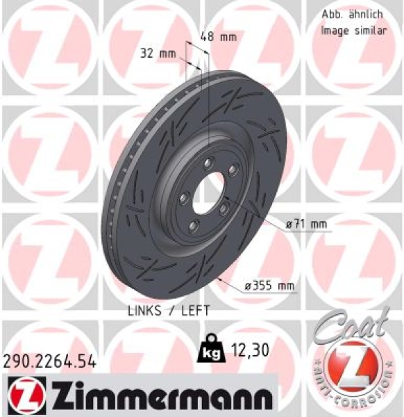 Zimmermann Sportbremsscheibe Black Z für JAGUAR XJ (X351) vorne links