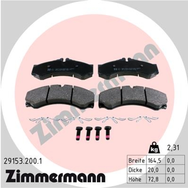 Zimmermann Brake pads for MERCEDES-BENZ SPRINTER 2-t Pritsche/Fahrgestell (901, 902) front