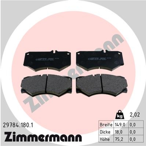 Zimmermann Brake pads for MERCEDES-BENZ T2/L Pritsche/Fahrgestell front