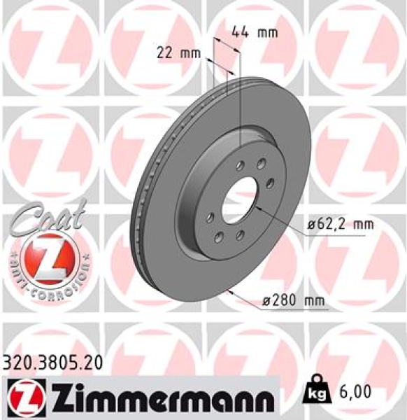 Zimmermann Brake Disc for HYUNDAI i20 Coupe (GB) front