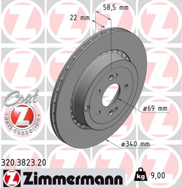 Zimmermann Bremsscheibe für KIA STINGER (CK) hinten