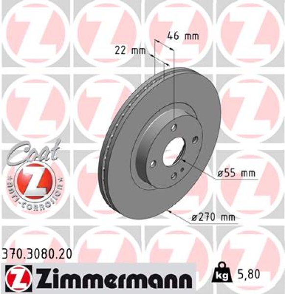 Zimmermann Bremsscheibe für MAZDA MX-5 II (NB) vorne