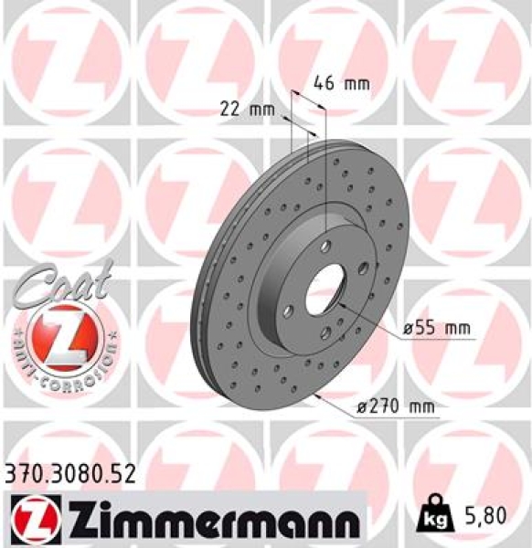 Zimmermann Sportbremsscheibe Sport Z für MAZDA MX-5 II (NB) vorne