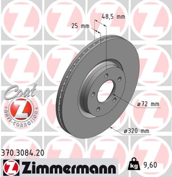 Zimmermann Bremsscheibe für MAZDA 3 (BL) vorne