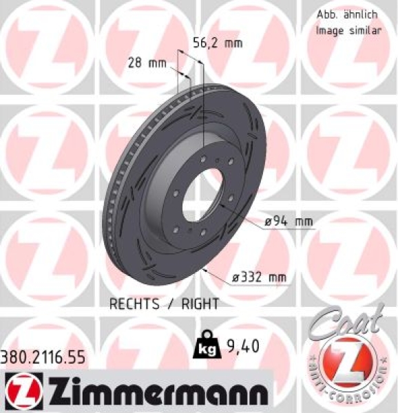 Zimmermann Sportbremsscheibe Black Z für MITSUBISHI PAJERO IV (V8_W, V9_W) vorne