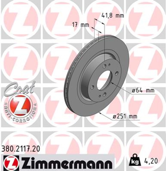 Zimmermann Brake Disc for MITSUBISHI SPACE STAR Schrägheck (A0_A) front