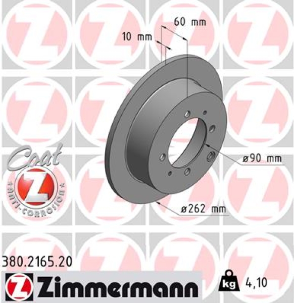 Zimmermann Brake Disc for MITSUBISHI LANCER VII (CS_A, CT_A) rear