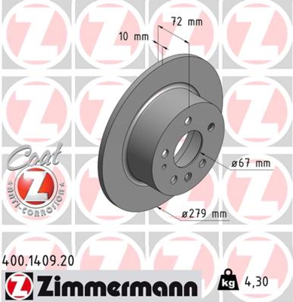 Zimmermann Brake Disc for MERCEDES-BENZ SL Coupe (C107) rear