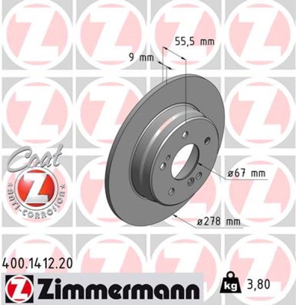 Zimmermann Brake Disc for MERCEDES-BENZ SLK (R170) rear