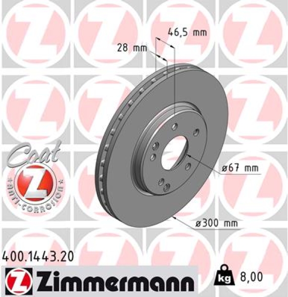 Zimmermann Brake Disc for MERCEDES-BENZ CLC-KLASSE (CL203) front