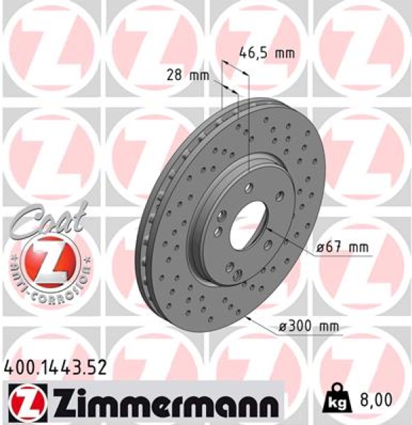 Zimmermann Sport Brake Disc for MERCEDES-BENZ CLK Cabriolet (A208) front