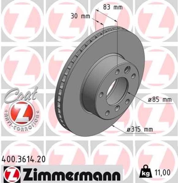 Zimmermann Brake Disc for MERCEDES-BENZ G-KLASSE (W461) front