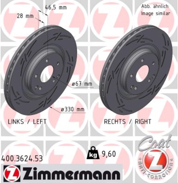 Zimmermann Brake Disc for MERCEDES-BENZ CLK Cabriolet (A209) front