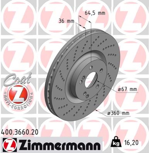 Zimmermann Brake Disc For Mercedes Benz C Klasse W4 Front Zimmermann Bremsentechnik