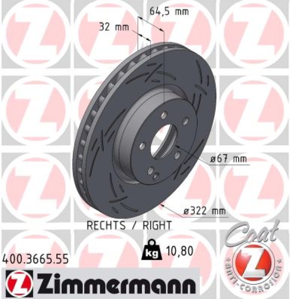 Zimmermann Sport Brake Disc for MERCEDES-BENZ C-KLASSE T-Model (S204) front right