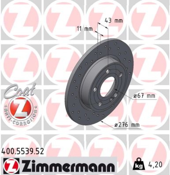 Zimmermann Sportbremsscheibe Sport Z für MERCEDES-BENZ CLA Shooting Brake (X118) hinten