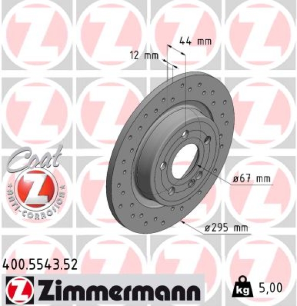 Zimmermann Sport Brake Disc for MERCEDES-BENZ A-KLASSE (W177) rear