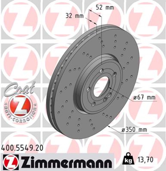 Zimmermann Brake Disc for MERCEDES-BENZ A-KLASSE (W177) front