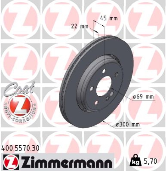 Zimmermann Brake Disc for MERCEDES-BENZ C-KLASSE All-Terrain (S206) rear