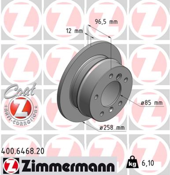 Zimmermann Brake Disc for MERCEDES-BENZ SPRINTER 2-t Pritsche/Fahrgestell (901, 902) rear