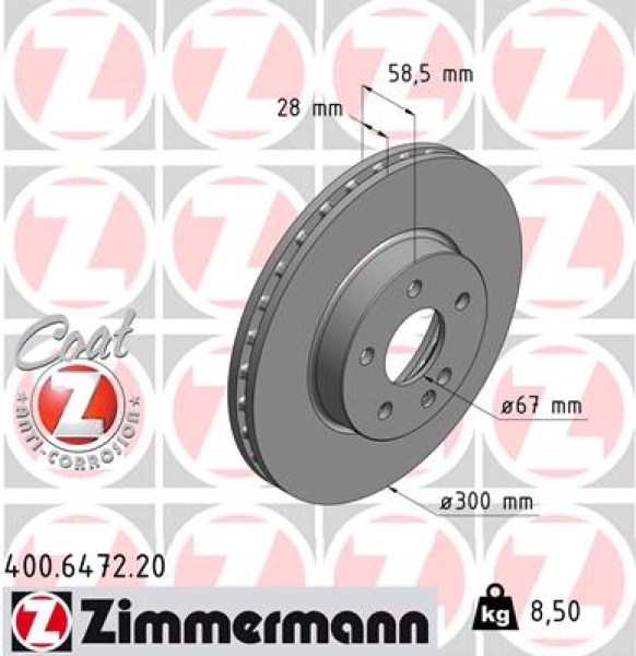 Zimmermann Brake Disc for MERCEDES-BENZ VITO Kasten (W447) front